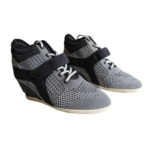 Ash Bebop Knit Wedge Sneakers Black Gray/Black Women's Size EU 39